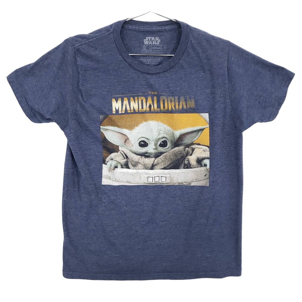 Star Wars Baby Yoda T Shirt Kids Extra Large Blue Heather The Mandalorian Tee